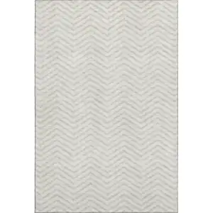 Photo of Ivory And Beige Chevron Washable Area Rug With UV Protection