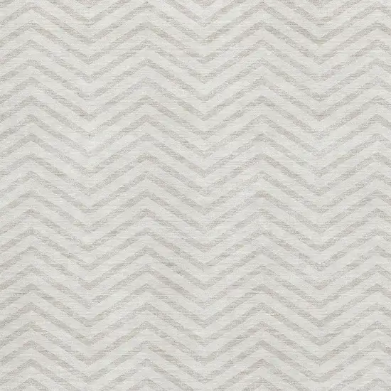 Ivory And Beige Chevron Washable Area Rug With UV Protection Photo 2