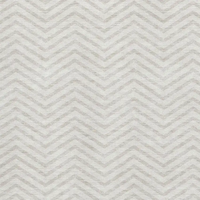 Ivory And Beige Chevron Washable Area Rug With UV Protection Photo 2