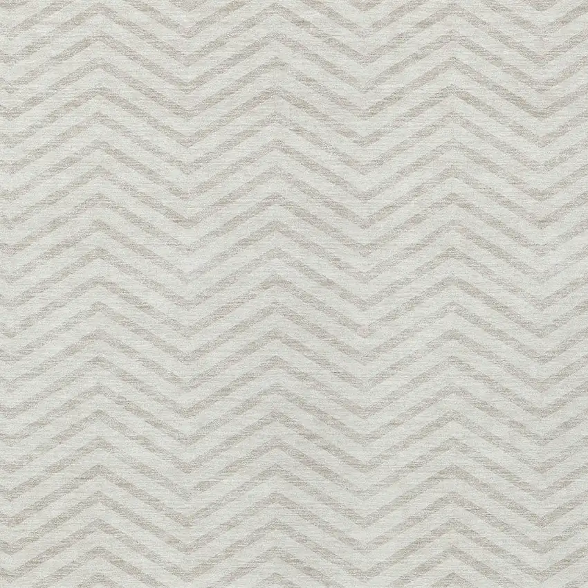 Ivory And Beige Chevron Washable Indoor Outdoor Area Rug Photo 5