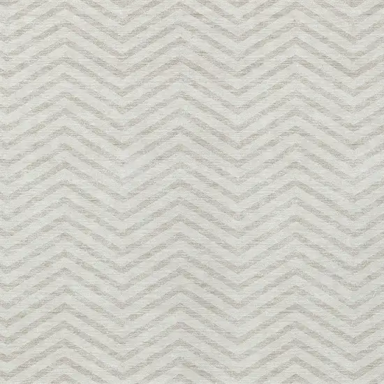 Ivory And Beige Chevron Washable Indoor Outdoor Area Rug Photo 5