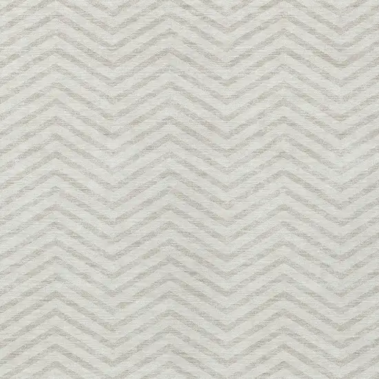 Ivory And Beige Chevron Washable Indoor Outdoor Area Rug Photo 5