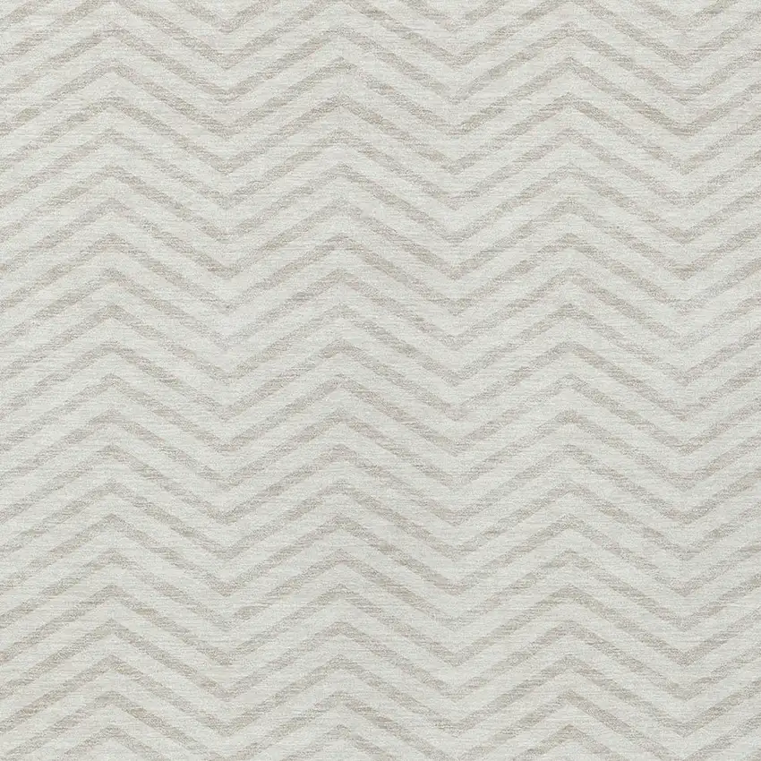 Ivory And Beige Chevron Washable Indoor Outdoor Area Rug Photo 5