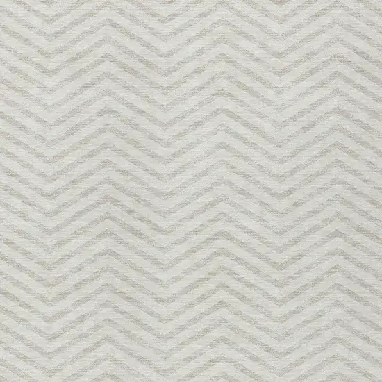 Ivory And Beige Chevron Washable Indoor Outdoor Area Rug Photo 5