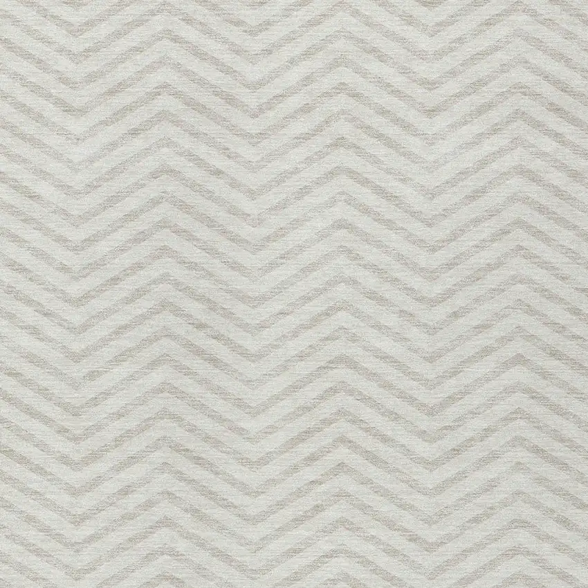 Ivory And Beige Chevron Washable Indoor Outdoor Area Rug Photo 5