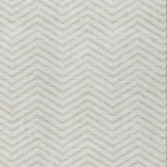 Ivory And Beige Chevron Washable Indoor Outdoor Area Rug Photo 5