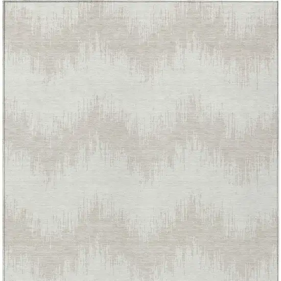 Ivory And Beige Chevron Washable Indoor Outdoor Area Rug Photo 6