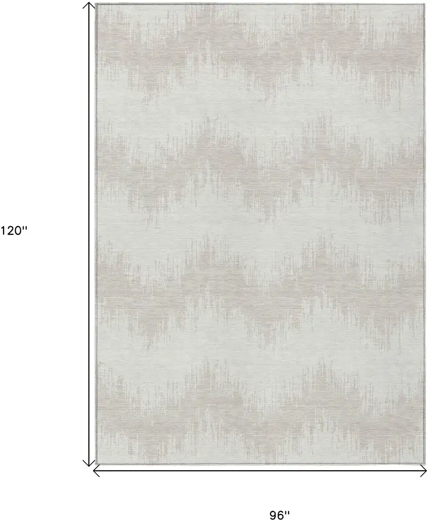 Ivory And Beige Chevron Washable Indoor Outdoor Area Rug Photo 3