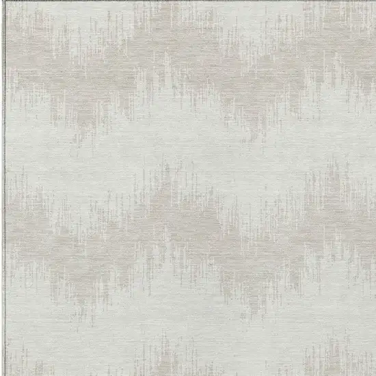 Ivory And Beige Chevron Washable Indoor Outdoor Area Rug Photo 6