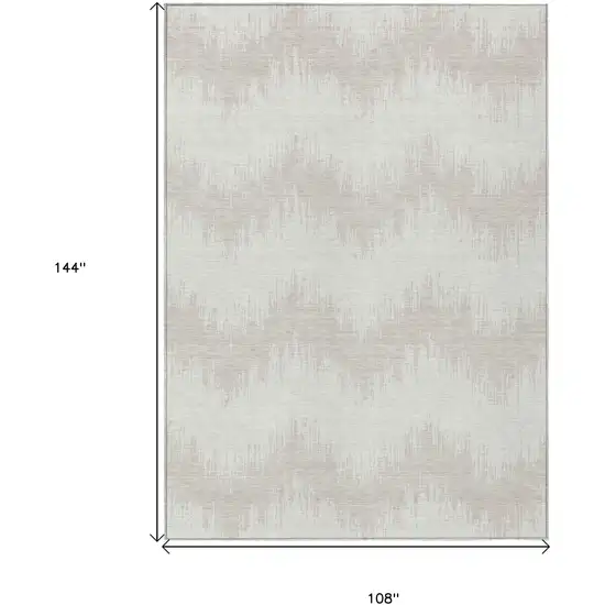 Ivory And Beige Chevron Washable Indoor Outdoor Area Rug Photo 3