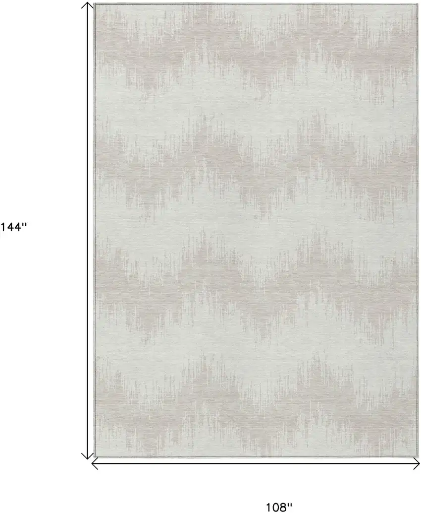 Ivory And Beige Chevron Washable Indoor Outdoor Area Rug Photo 3