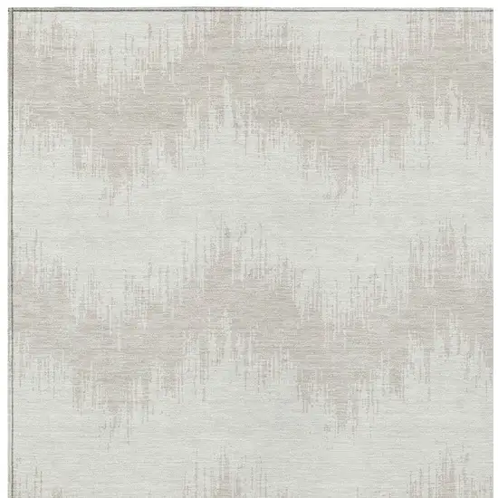 Ivory And Beige Chevron Washable Indoor Outdoor Area Rug Photo 6