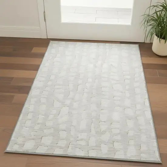Ivory And Beige Cobblestone Washable Area Rug With UV Protection Photo 2