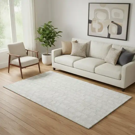 Ivory And Beige Cobblestone Washable Area Rug With UV Protection Photo 1