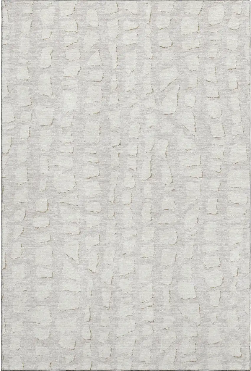 Ivory And Beige Cobblestone Washable Area Rug With UV Protection Photo 1