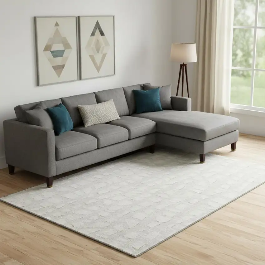 Ivory And Beige Cobblestone Washable Area Rug With UV Protection Photo 1