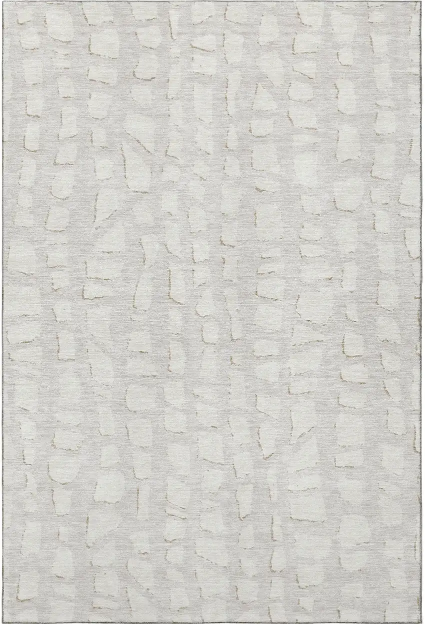 Ivory And Beige Cobblestone Washable Area Rug With UV Protection Photo 3