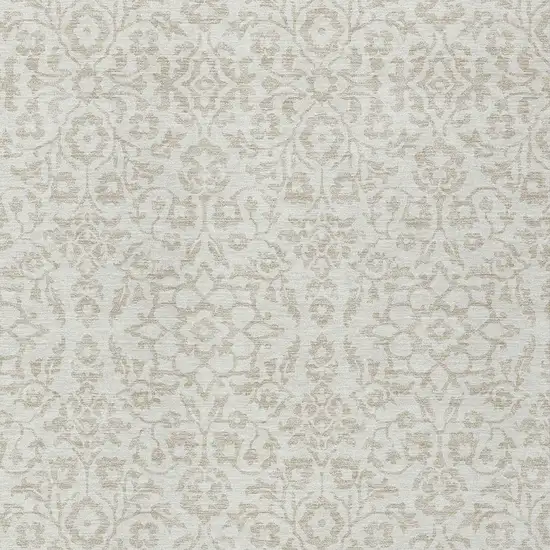 Ivory And Beige Damask Washable Indoor Outdoor Area Rug Photo 6