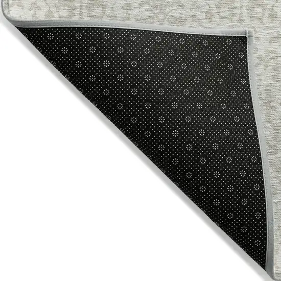 Ivory And Beige Damask Washable Indoor Outdoor Area Rug Photo 4