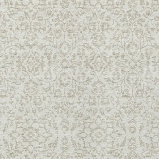 Ivory And Beige Damask Washable Indoor Outdoor Area Rug Photo 6