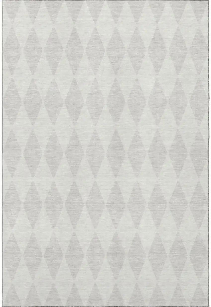 Ivory And Beige Diamond Washable Area Rug With UV Protection Photo 4