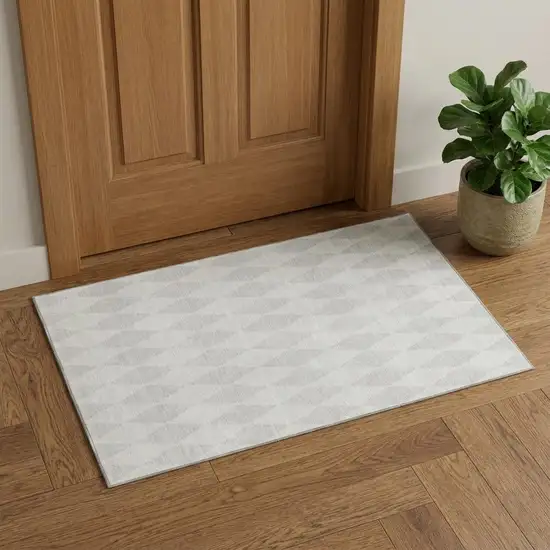 Ivory And Beige Diamond Washable Area Rug With UV Protection Photo 1