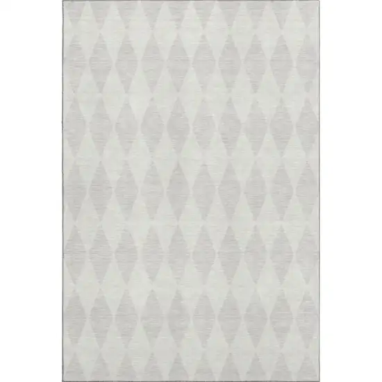 Ivory And Beige Diamond Washable Area Rug With UV Protection Photo 1