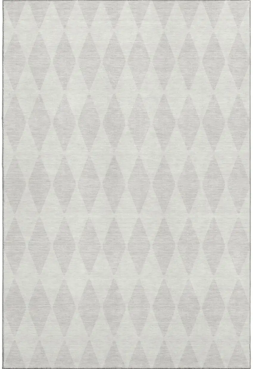 Ivory And Beige Diamond Washable Area Rug With UV Protection Photo 1