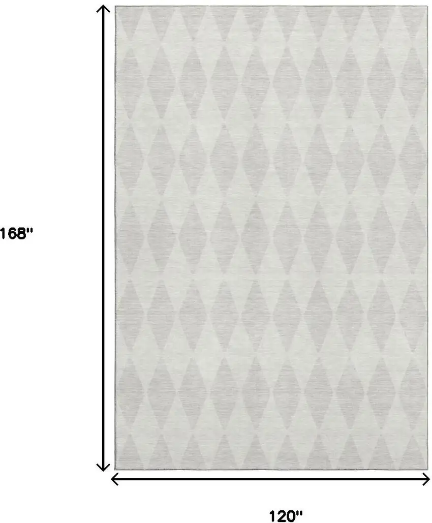 Ivory And Beige Diamond Washable Area Rug With UV Protection Photo 3