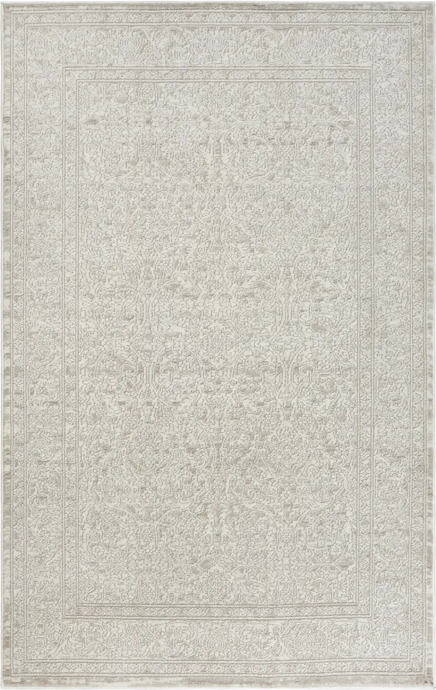 Ivory And Beige Floral Distressed Non Skid Area Rug Photo 7