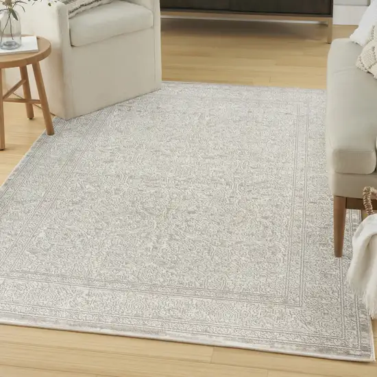 Ivory And Beige Floral Distressed Non Skid Area Rug Photo 4