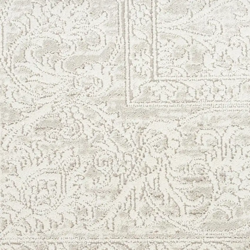 Ivory And Beige Floral Distressed Non Skid Area Rug Photo 4