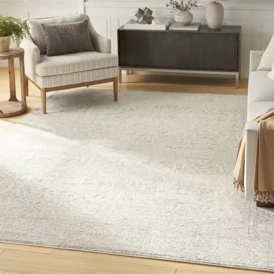 Ivory And Beige Floral Distressed Non Skid Area Rug Photo 5