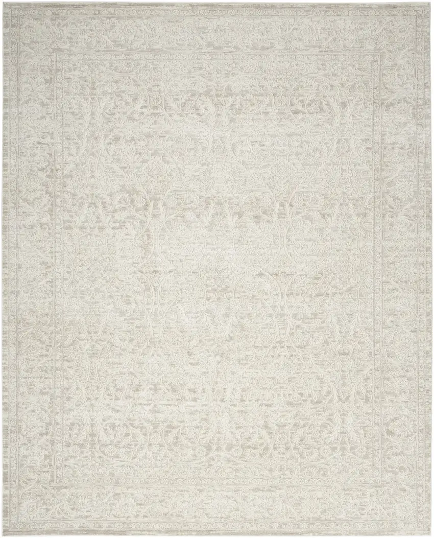 Ivory And Beige Floral Distressed Non Skid Area Rug Photo 8