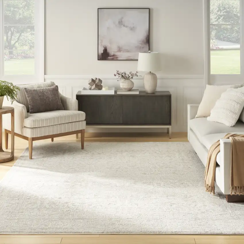 Ivory And Beige Floral Distressed Non Skid Area Rug Photo 6