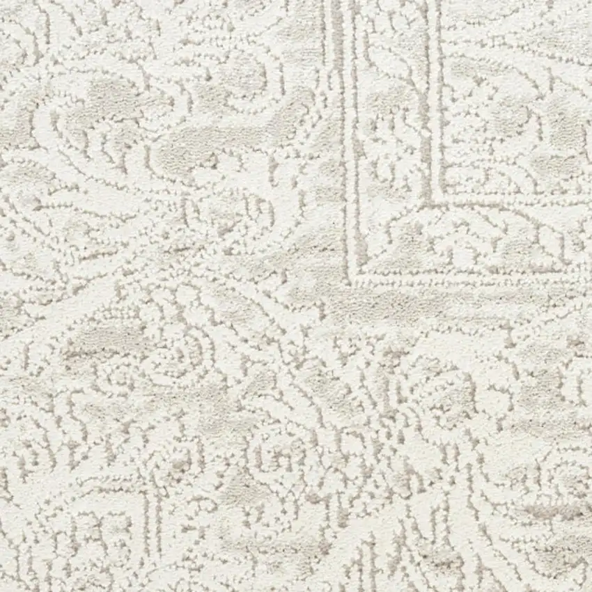 Ivory And Beige Floral Distressed Non Skid Area Rug Photo 2