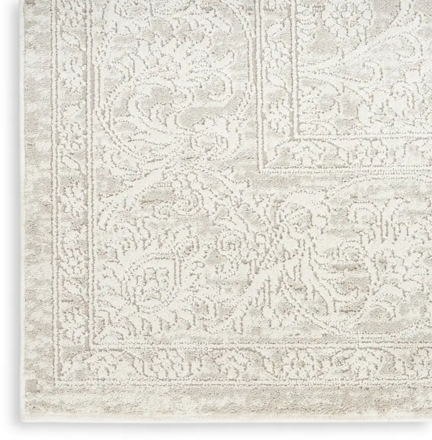 Ivory And Beige Floral Distressed Non Skid Area Rug Photo 3
