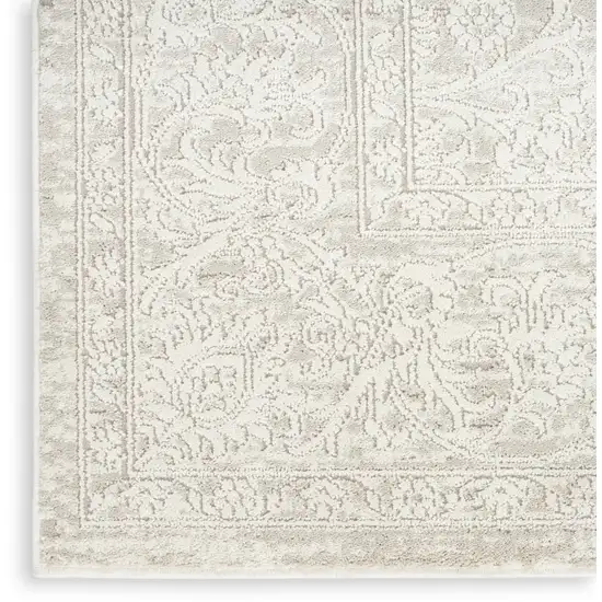 Ivory And Beige Floral Distressed Non Skid Area Rug Photo 3