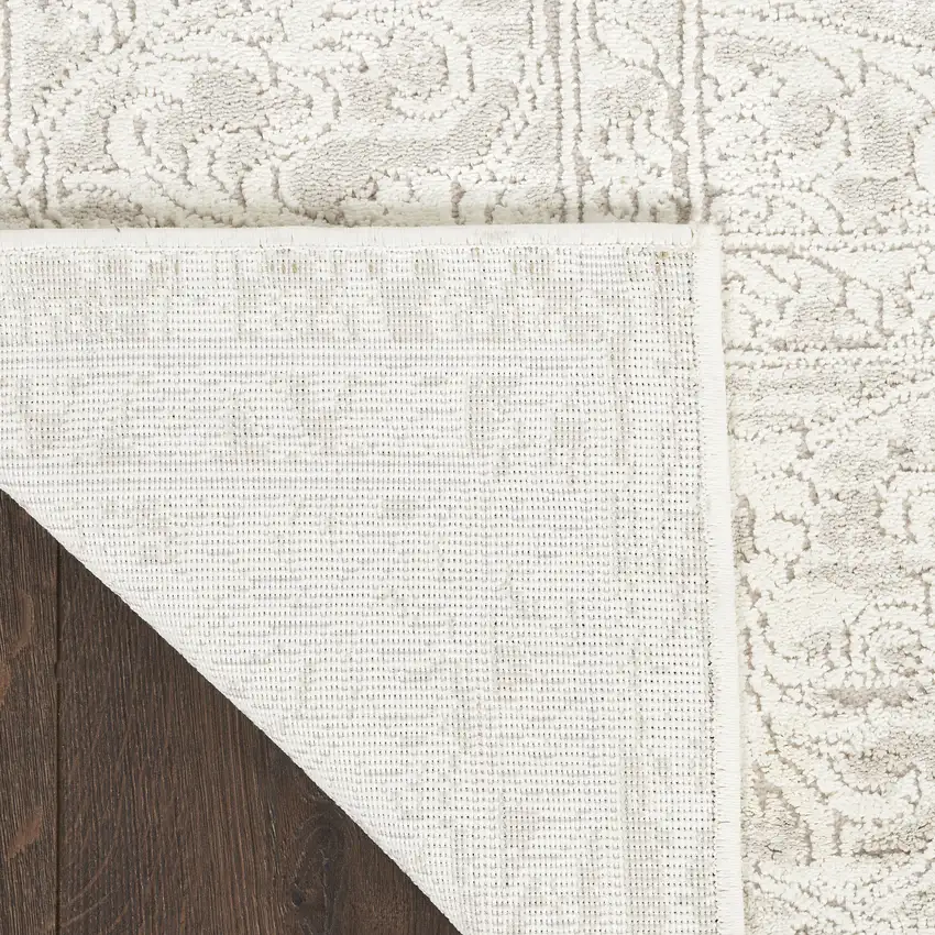Ivory And Beige Floral Distressed Non Skid Area Rug Photo 9