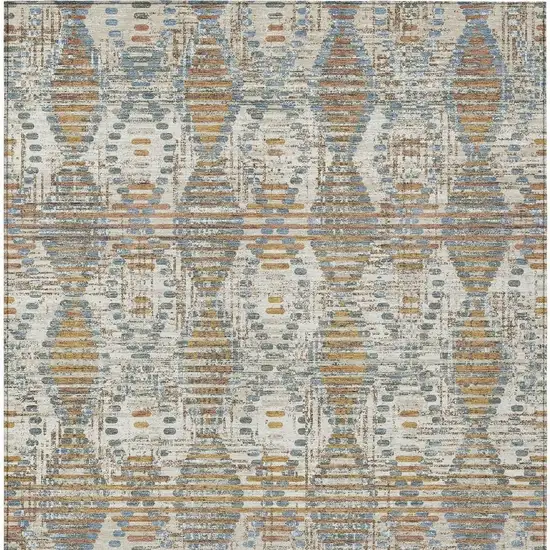 Ivory And Beige Floral Medallion Washable Indoor Outdoor Area Rug Photo 1
