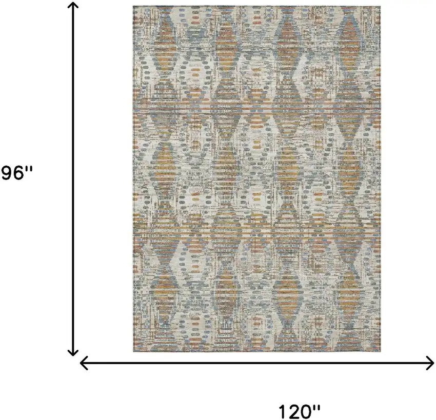 Ivory And Beige Floral Medallion Washable Indoor Outdoor Area Rug Photo 6