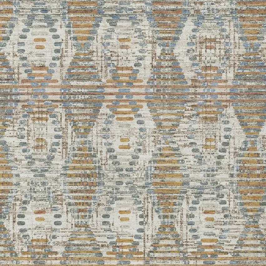 Ivory And Beige Floral Medallion Washable Indoor Outdoor Area Rug Photo 2