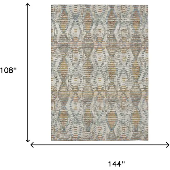 Ivory And Beige Floral Medallion Washable Indoor Outdoor Area Rug Photo 6