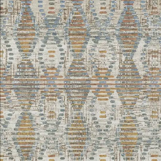 Ivory And Beige Floral Medallion Washable Indoor Outdoor Area Rug Photo 2
