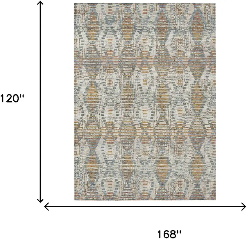 Ivory And Beige Floral Medallion Washable Indoor Outdoor Area Rug Photo 6