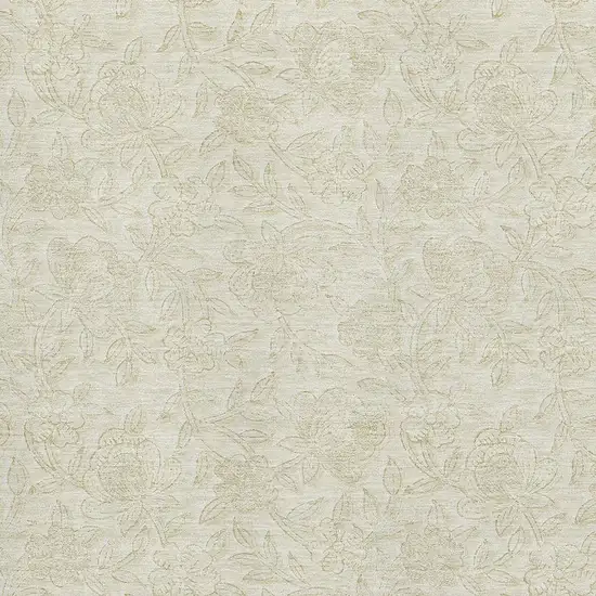 Ivory And Beige Floral Washable Area Rug With UV Protection Photo 3