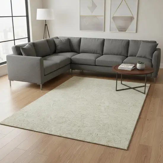 Ivory And Beige Floral Washable Area Rug With UV Protection Photo 2