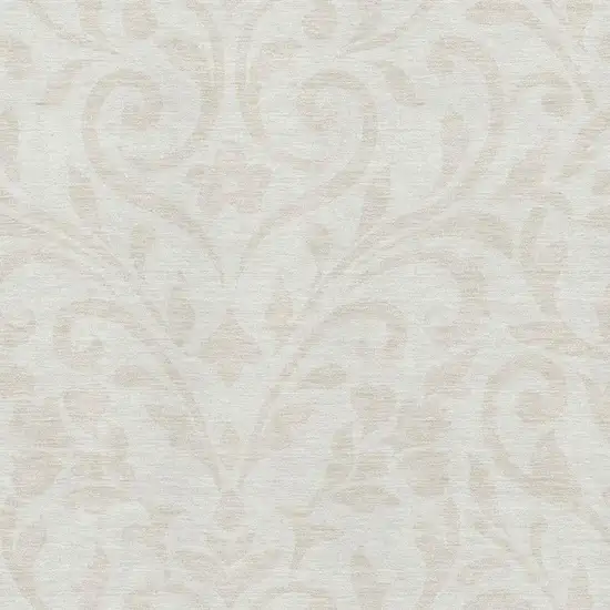 Ivory And Beige Floral Washable Area Rug With UV Protection Photo 3