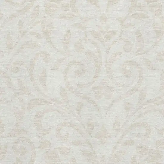 Ivory And Beige Floral Washable Area Rug With UV Protection Photo 3