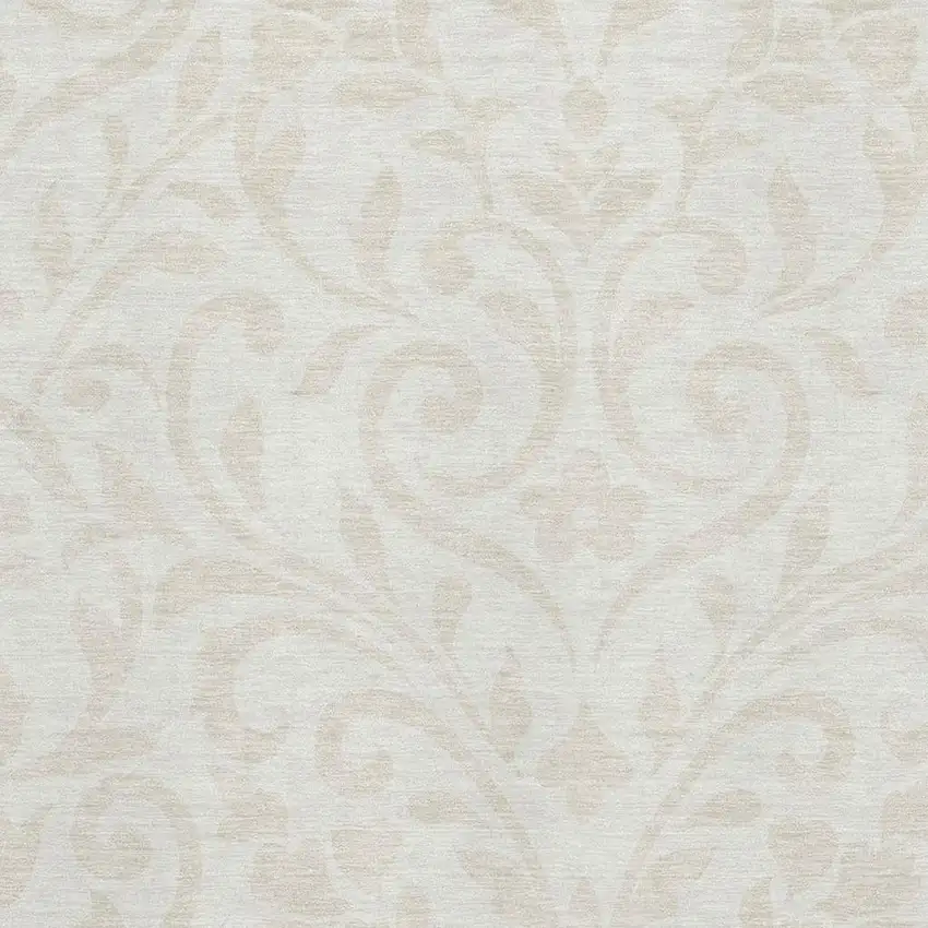 Ivory And Beige Floral Washable Area Rug With UV Protection Photo 3